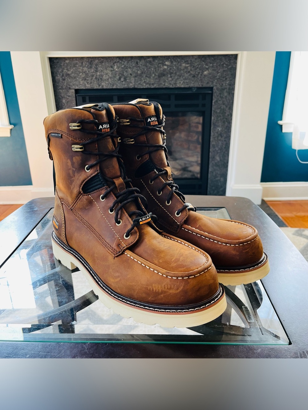 Ariat Rebar Lift 8" H20 Composite Toe Men's Work Boots Brown Waterproof New